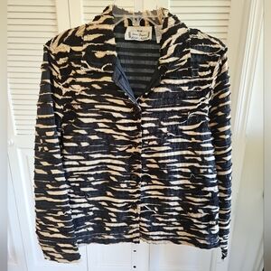 Sara Studio Womens Blazer Top Size M Stripe Button-Up Long Sleeve Vintage